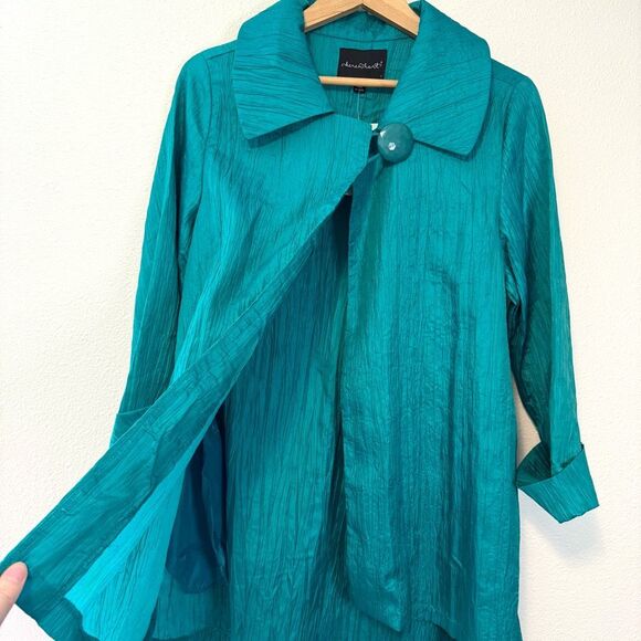 Keren Hart Crinkle Teal Jacket Size Medium NWT - Picture 5 of 10